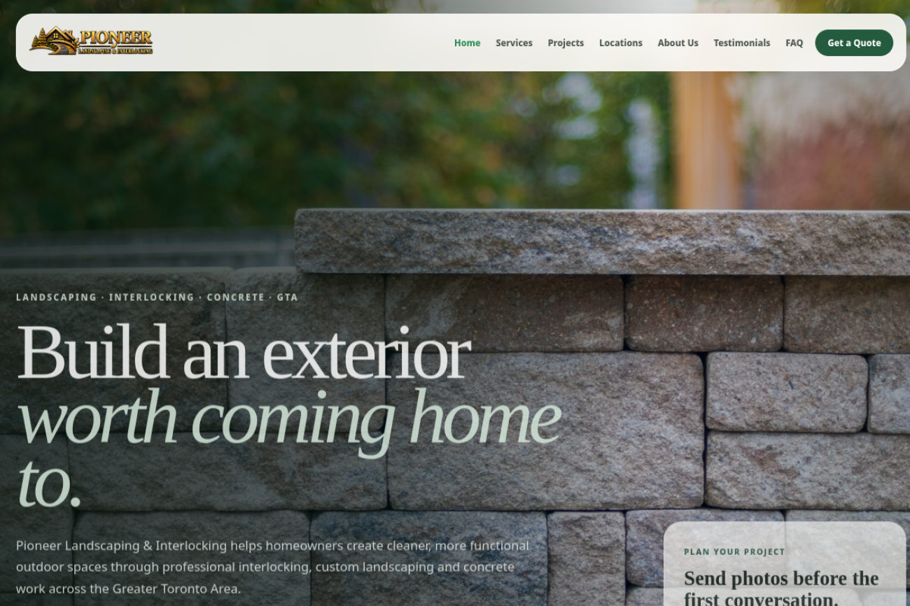 Landscaping and Interlocking website
