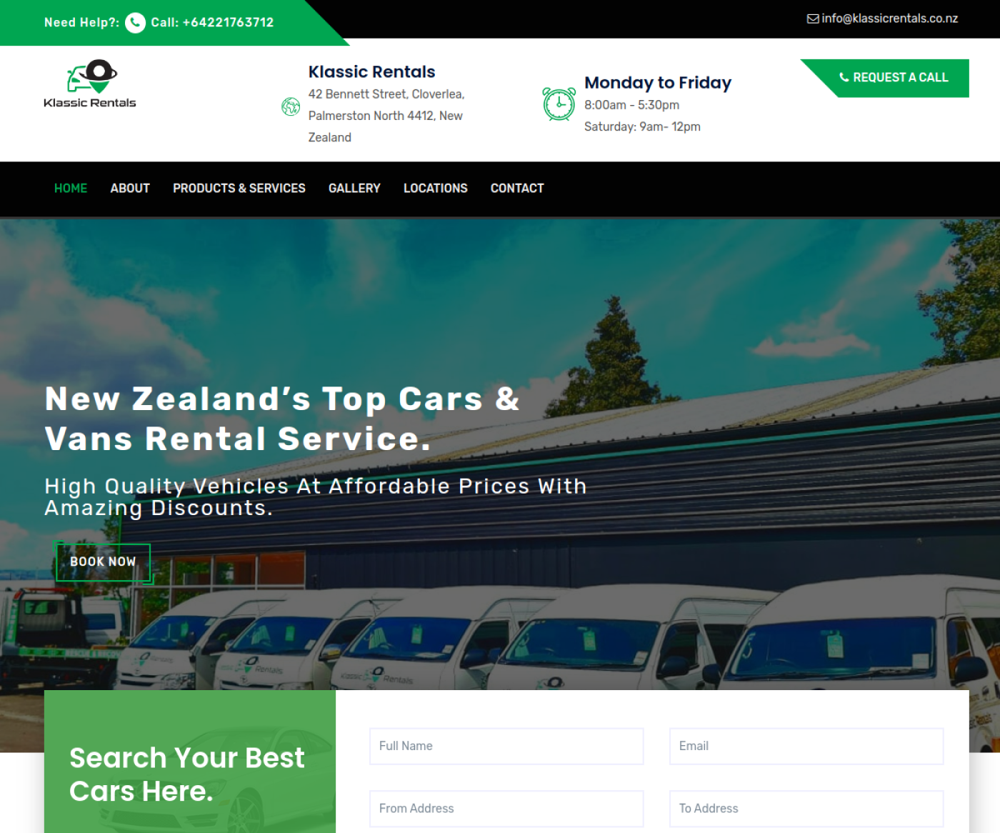 Klassic Rentals website