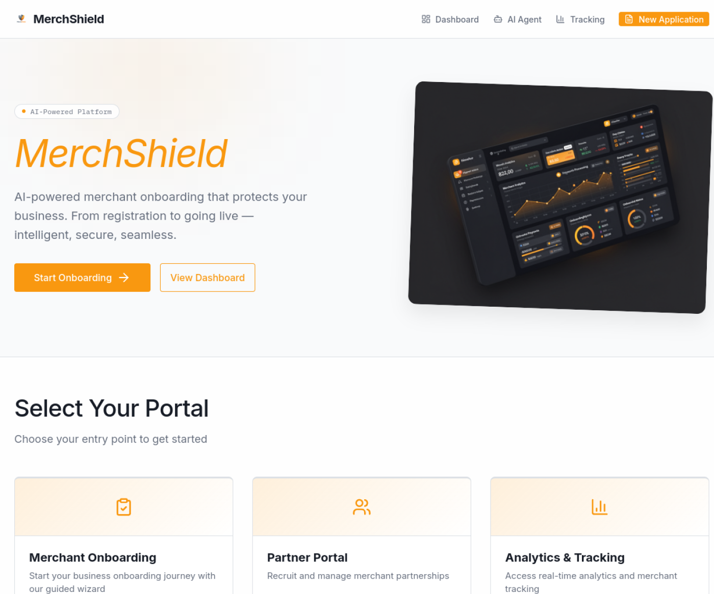 MerchShield — Merchant Onboarding — live product screenshot
