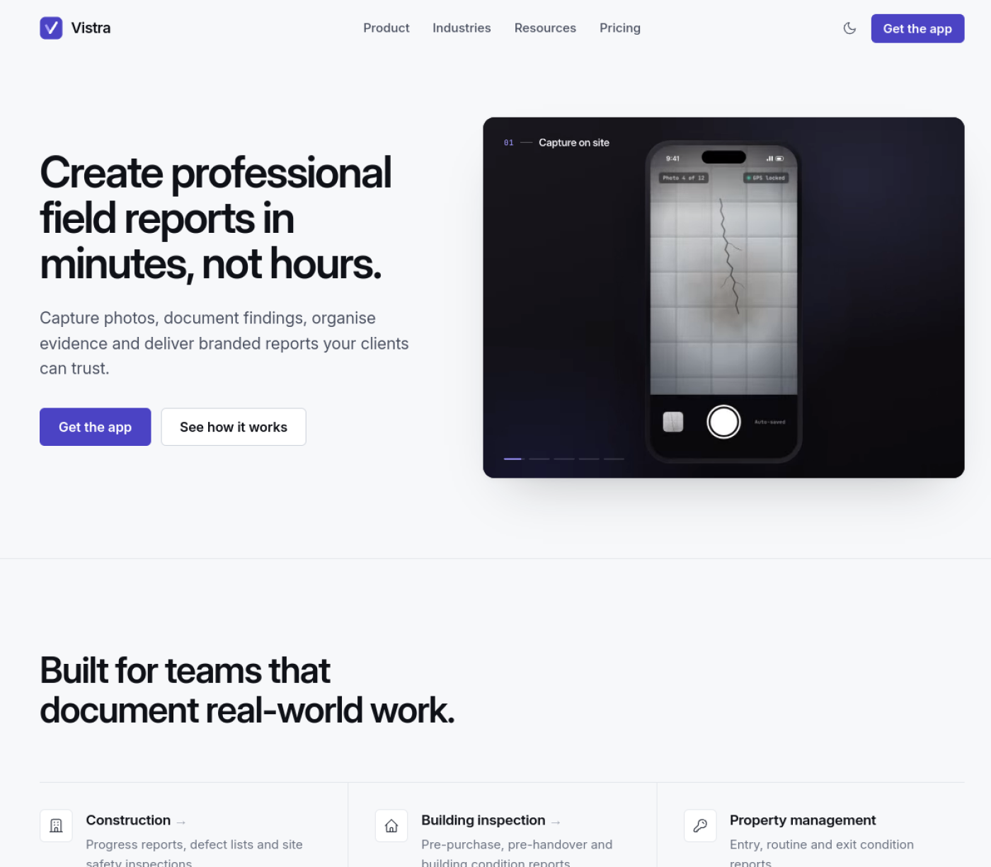 The Vistra product page as it looks today.