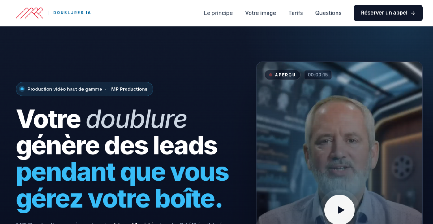 Aperçu du site MPP Films — Doublures IA vidéo
