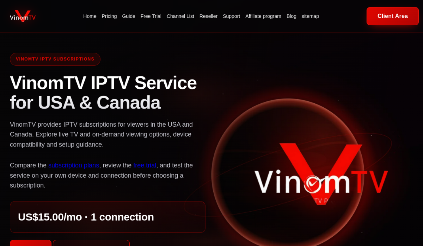 VinomTV official IPTV website