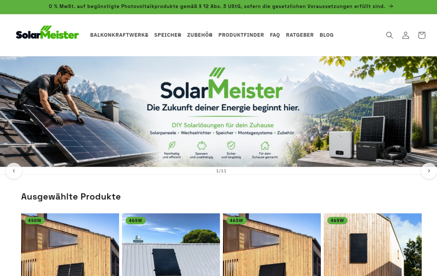 SolarMeister Germany ecommerce website preview