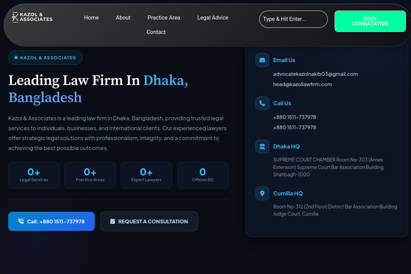 Kazol and Associates law firm website developed by Metrosoft IT