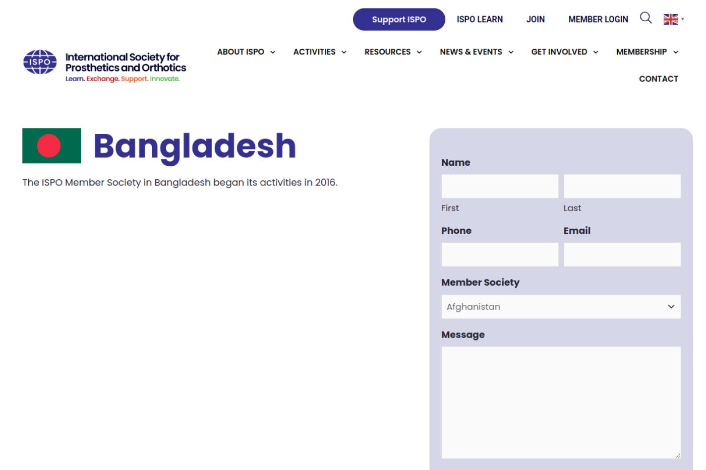 ISPO Bangladesh member society website developed by Metrosoft IT