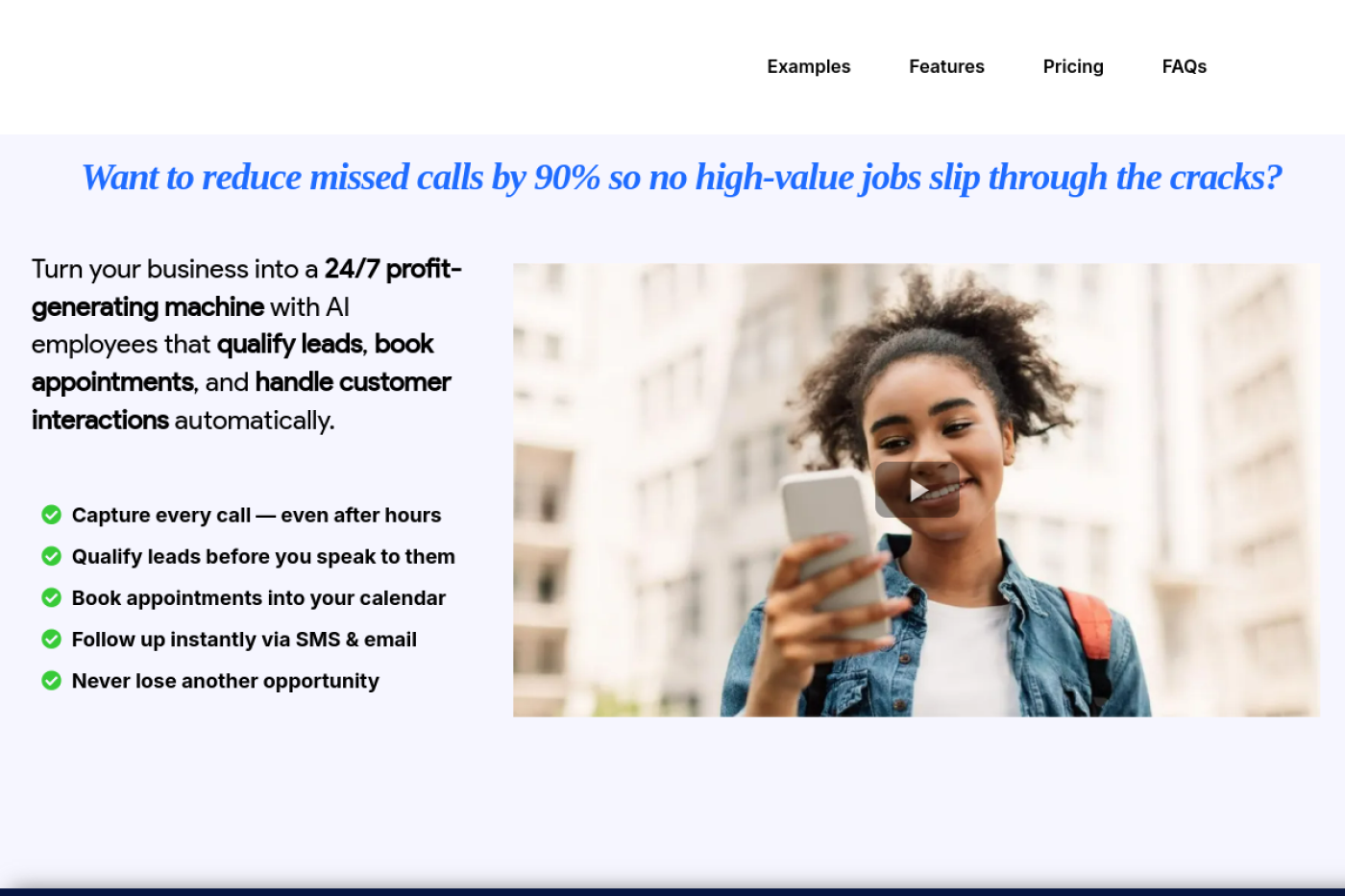 Agentra AI website and AI receptionist service