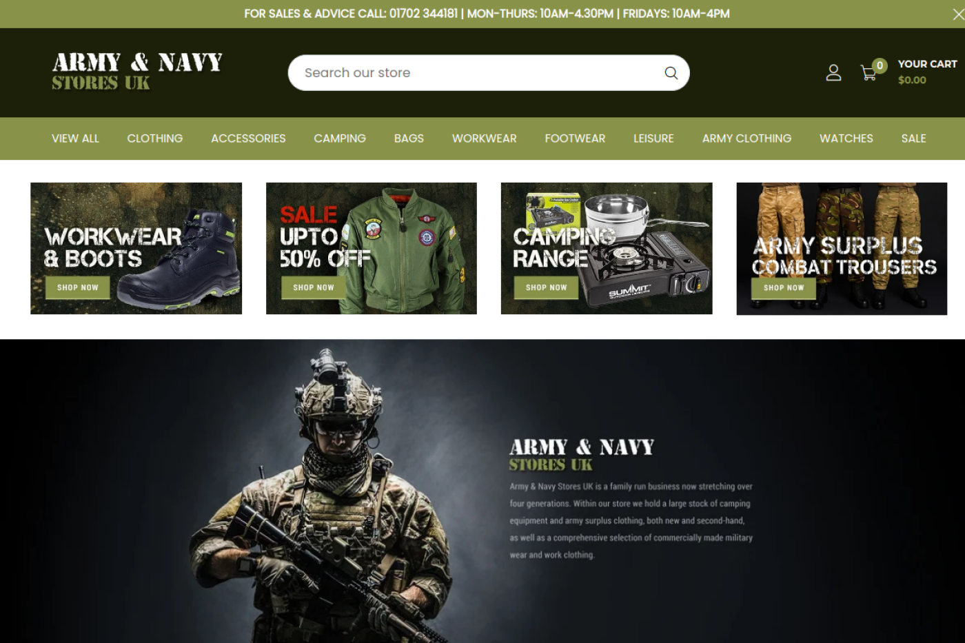 Army and Navy Stores UK Shopify project