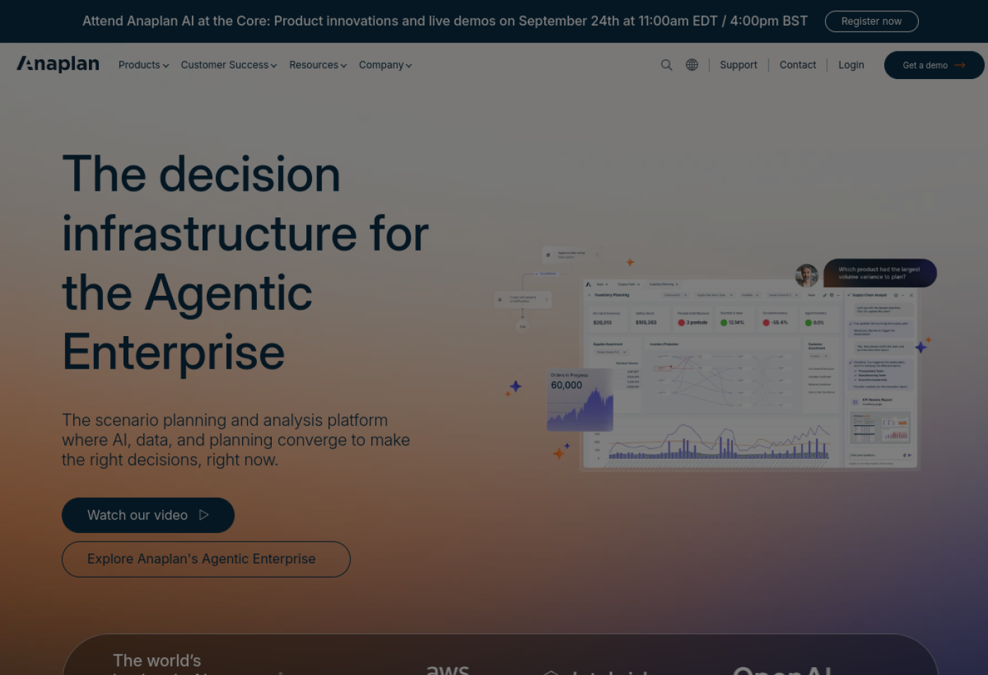 Aperçu du site officiel de Anaplan