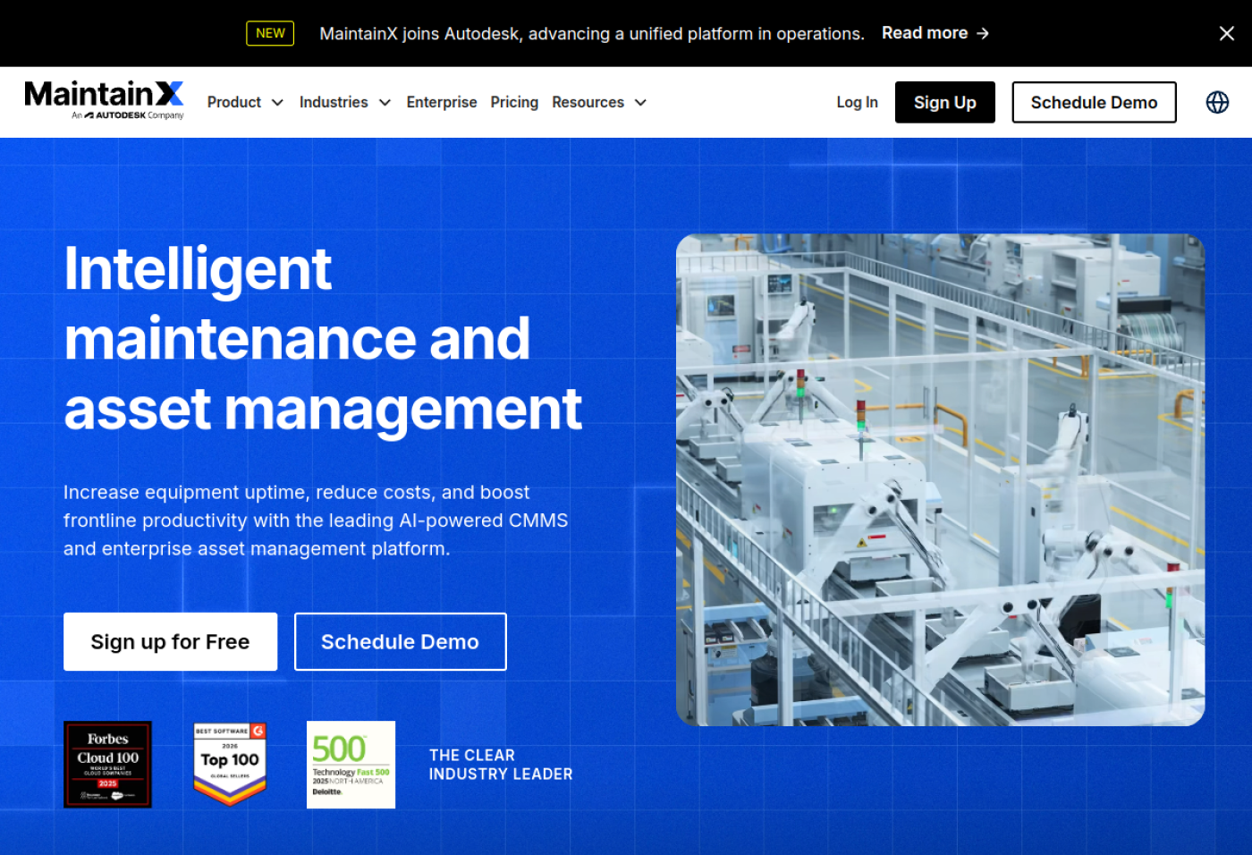 Aperçu du site officiel de MaintainX