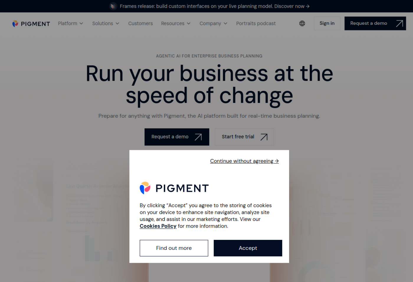 Aperçu du site officiel de Pigment