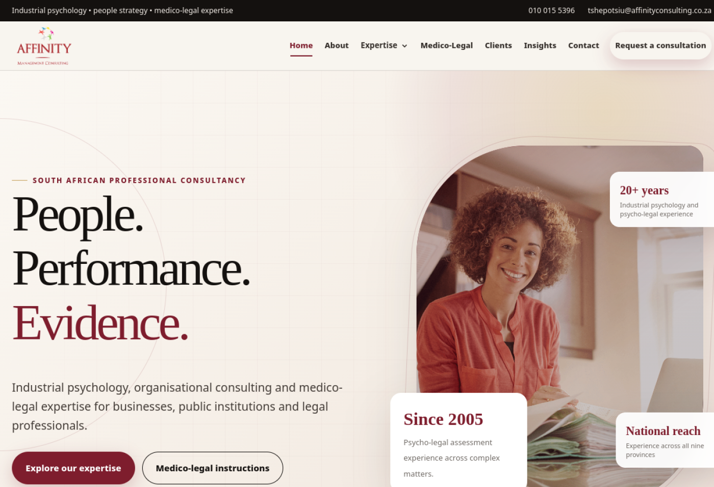 Screenshot of the Affinity Consulting website