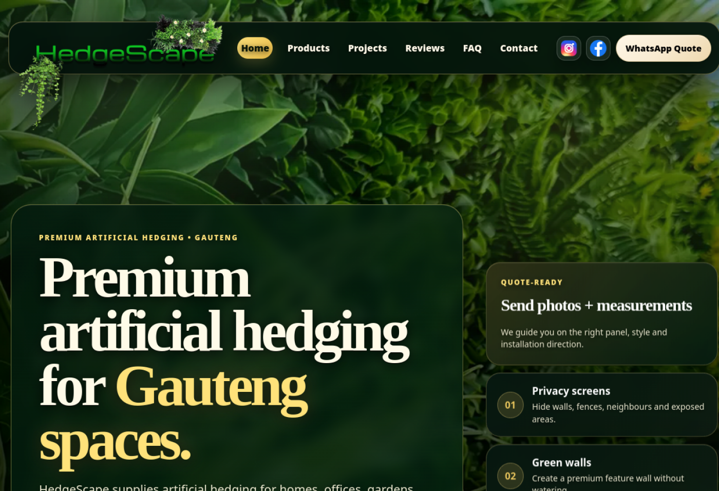Screenshot of the HedgeScape website