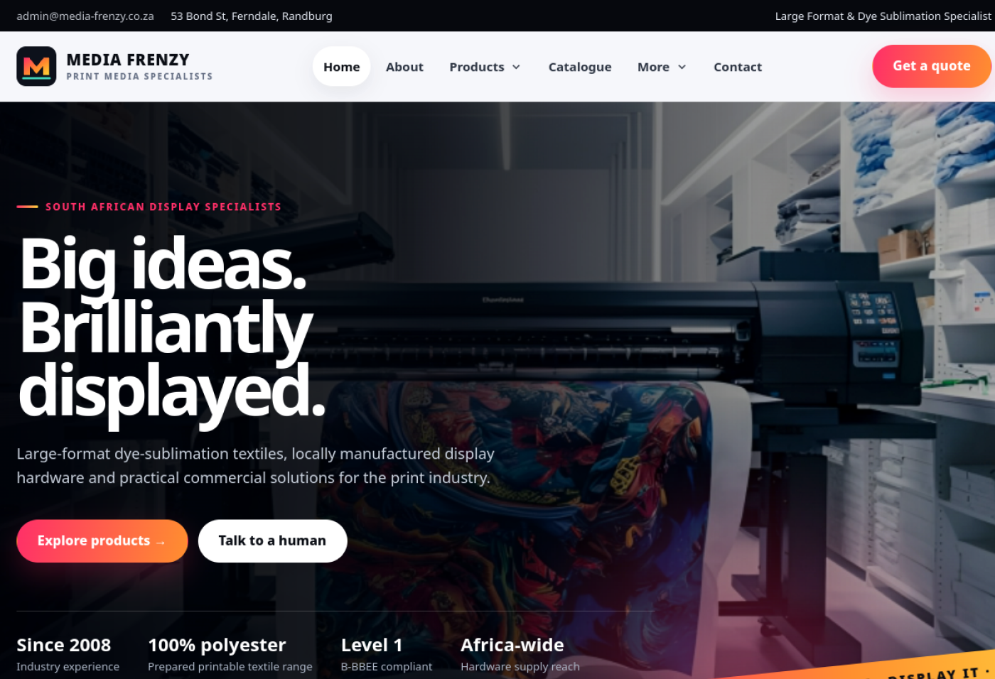 Screenshot of the Media Frenzy website