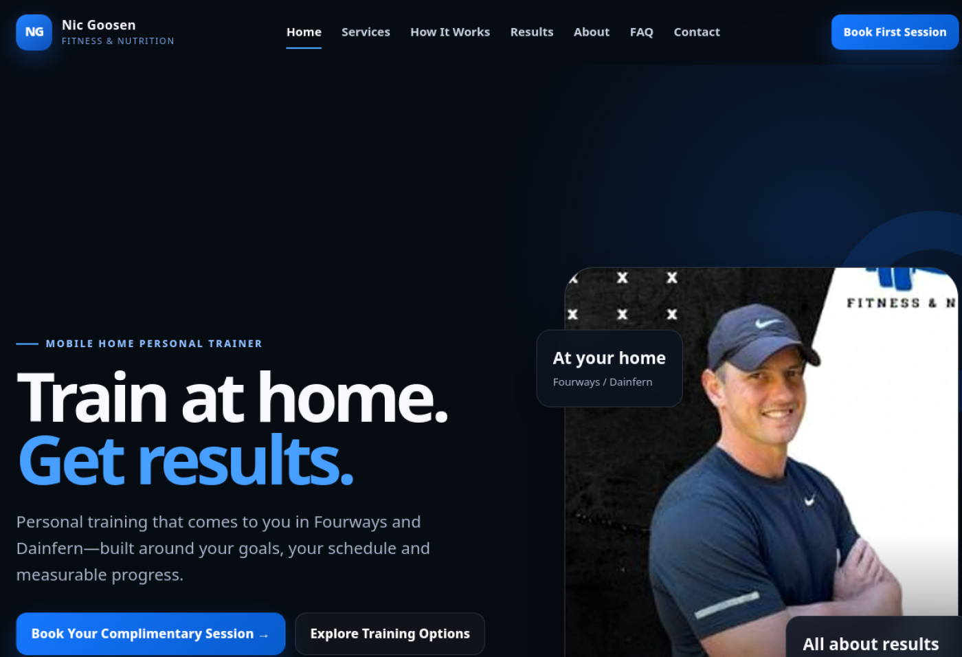 Screenshot of the Nic Goosen PT website