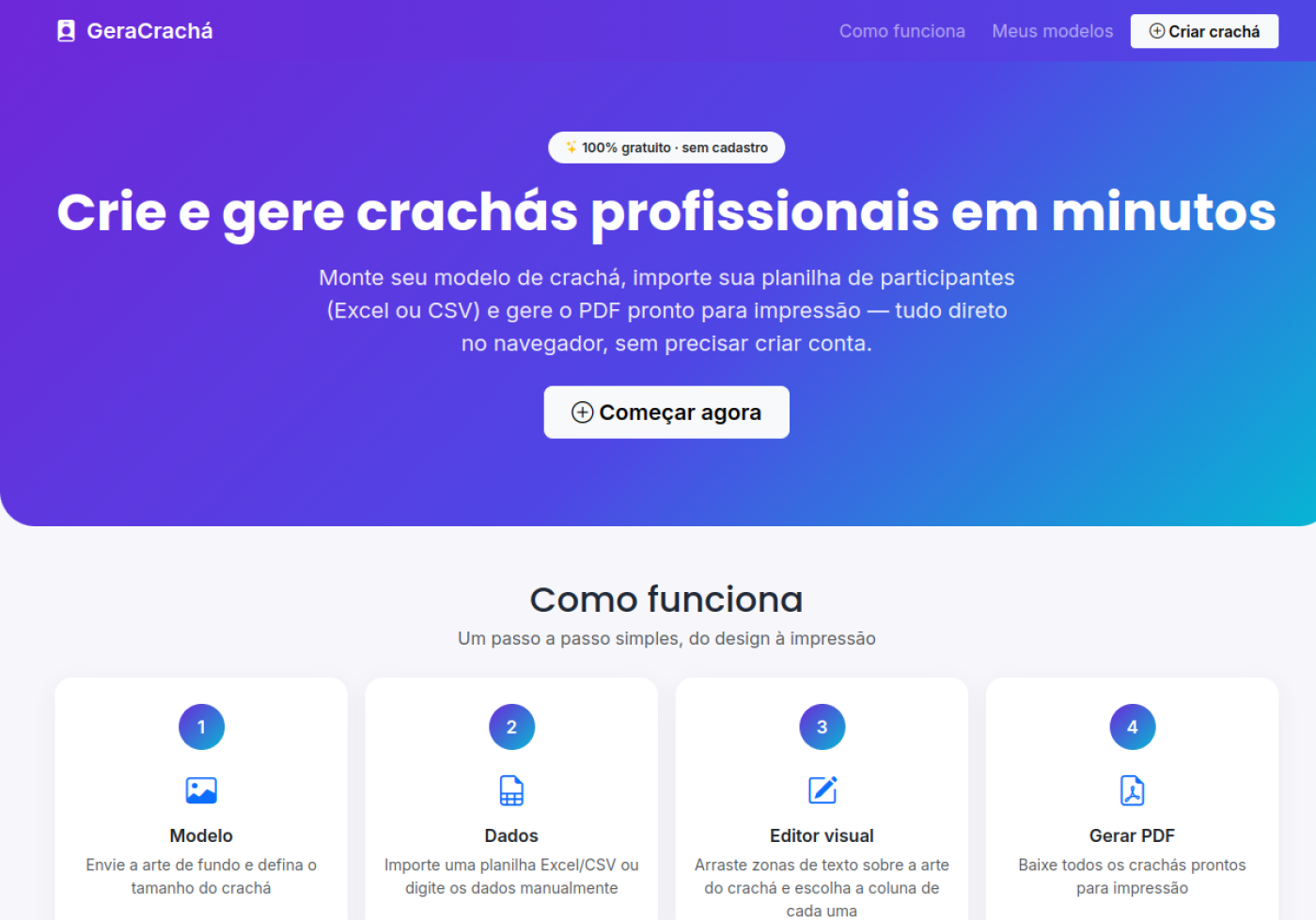 Screenshot do GeraCrachá