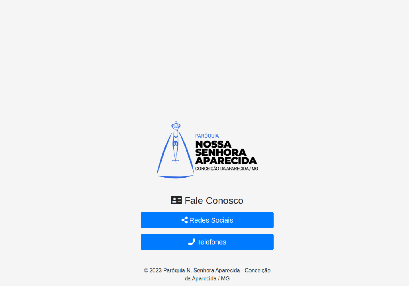 Screenshot do site da Paróquia Nossa Senhora Aparecida