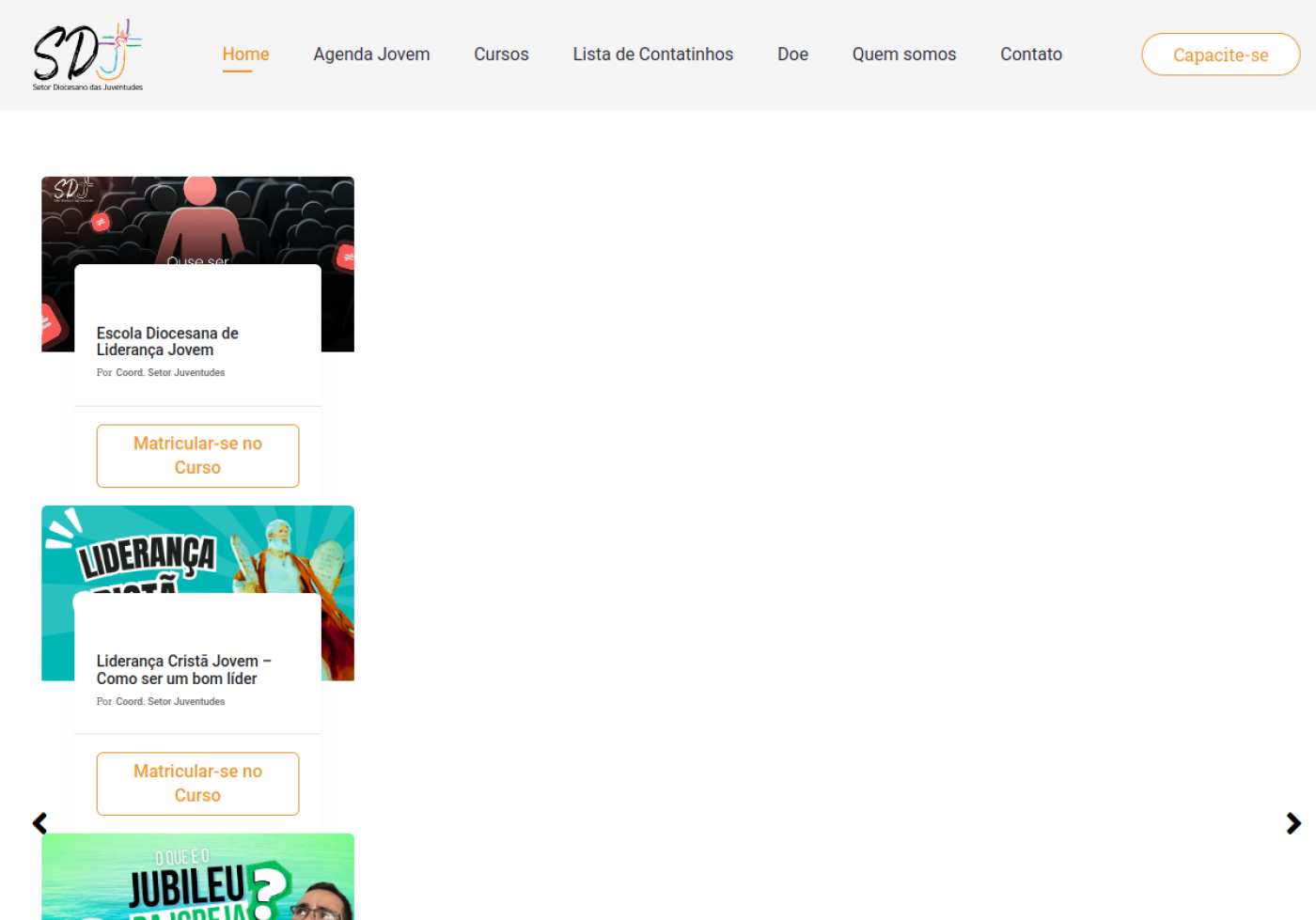 Screenshot do site SDJ Guaxupé