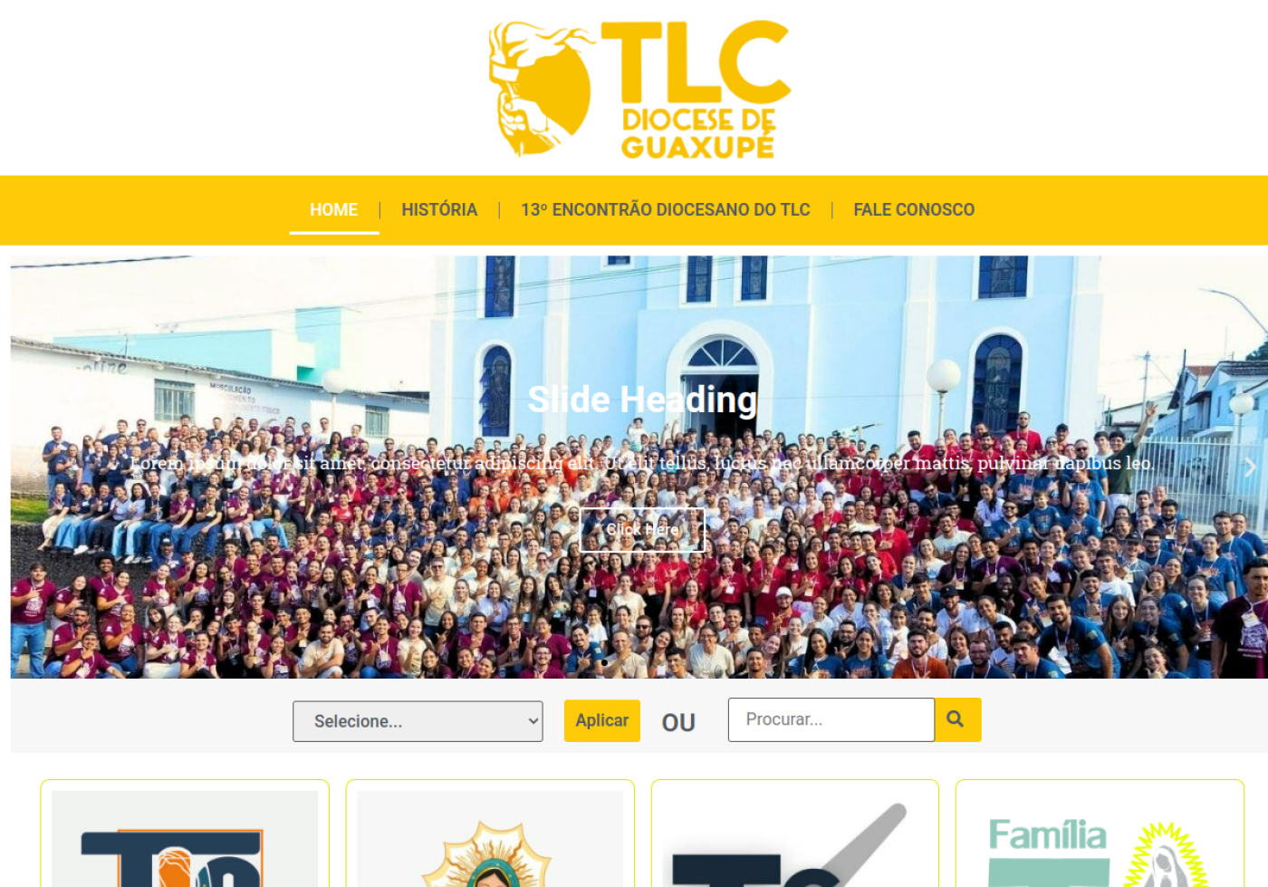 Screenshot do site TLC da Diocese de Guaxupé