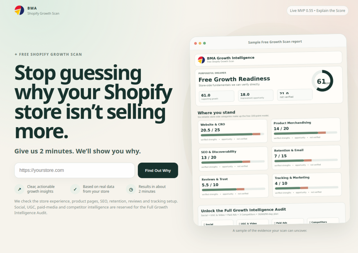 BMA Shopify Growth Intelligence scanner