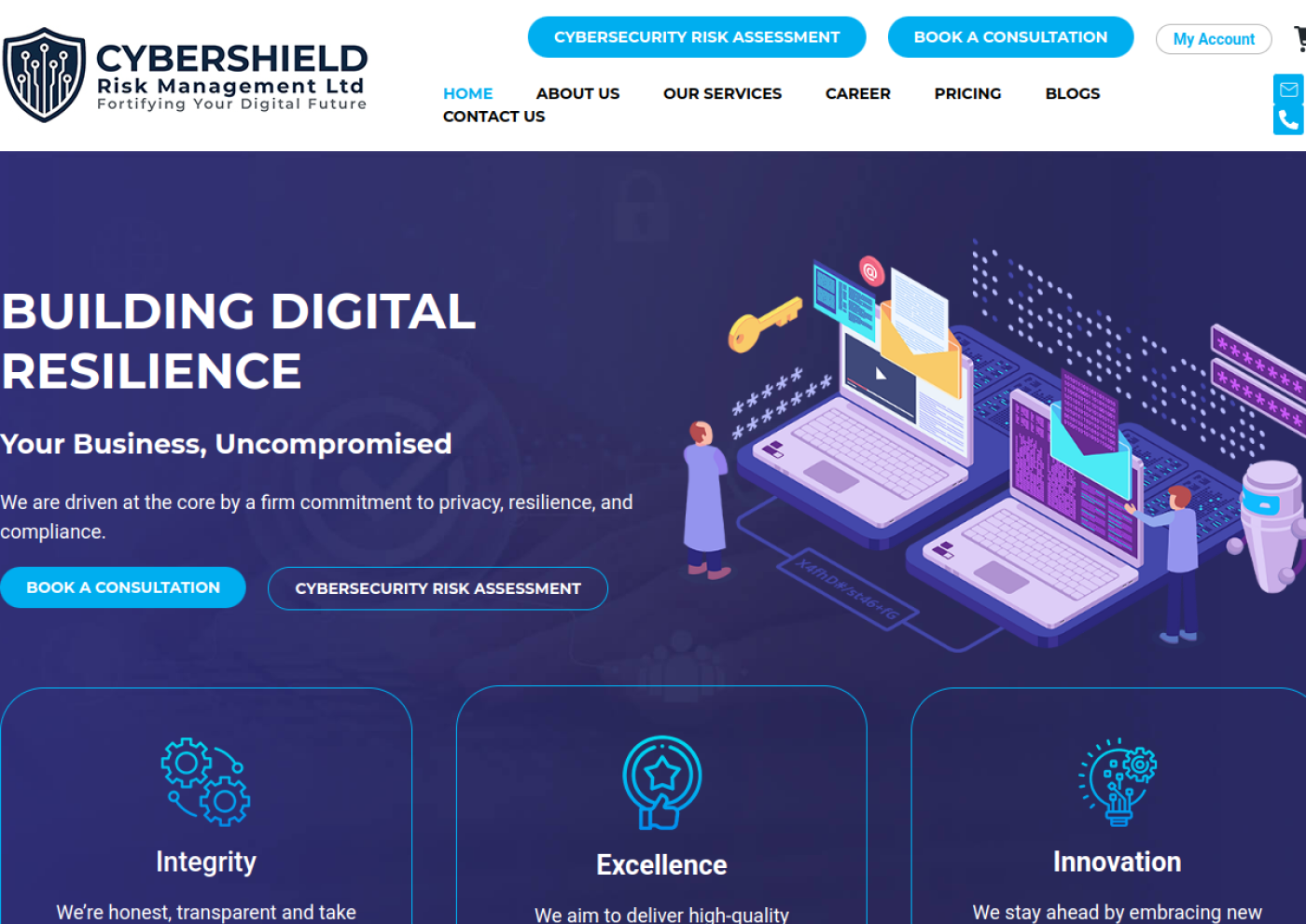 Cyber Shield Risk Management website screenshot