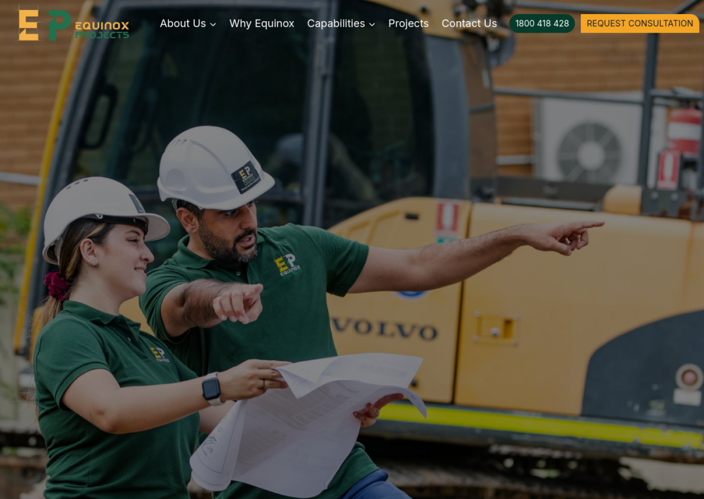 Example construction business website on a laptop