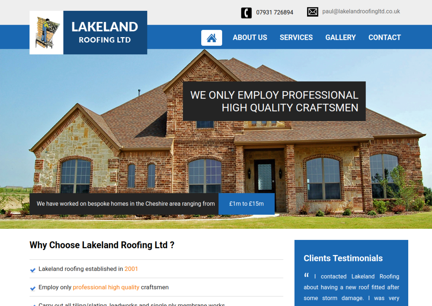 Lakeland Roofing website screenshot