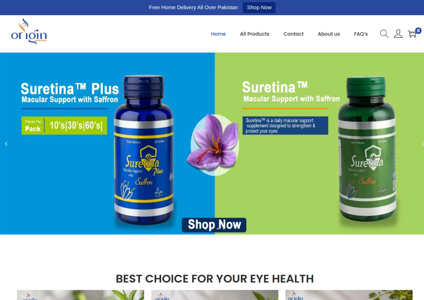 Origin Pharma website preview