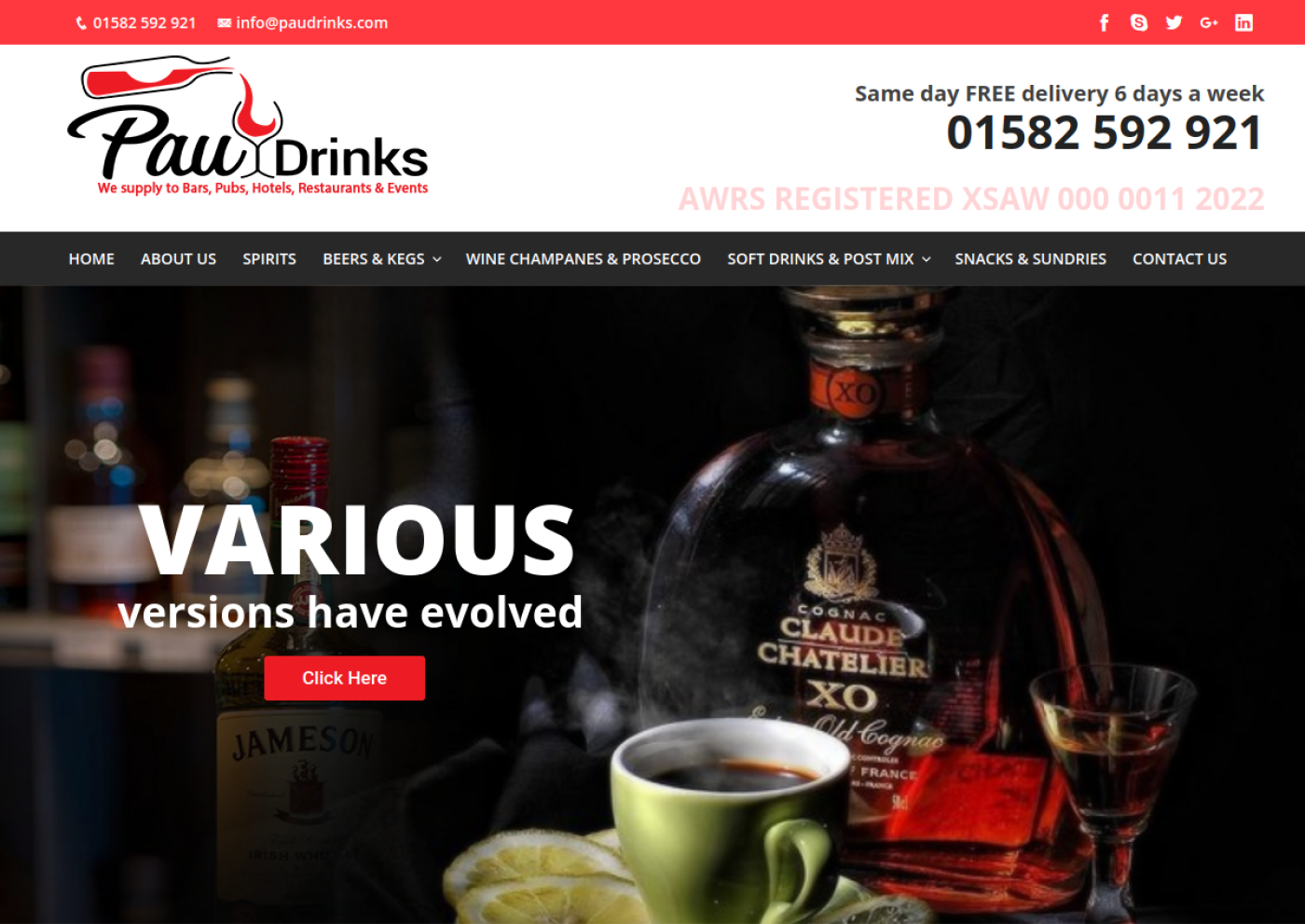Pau Drinks website screenshot
