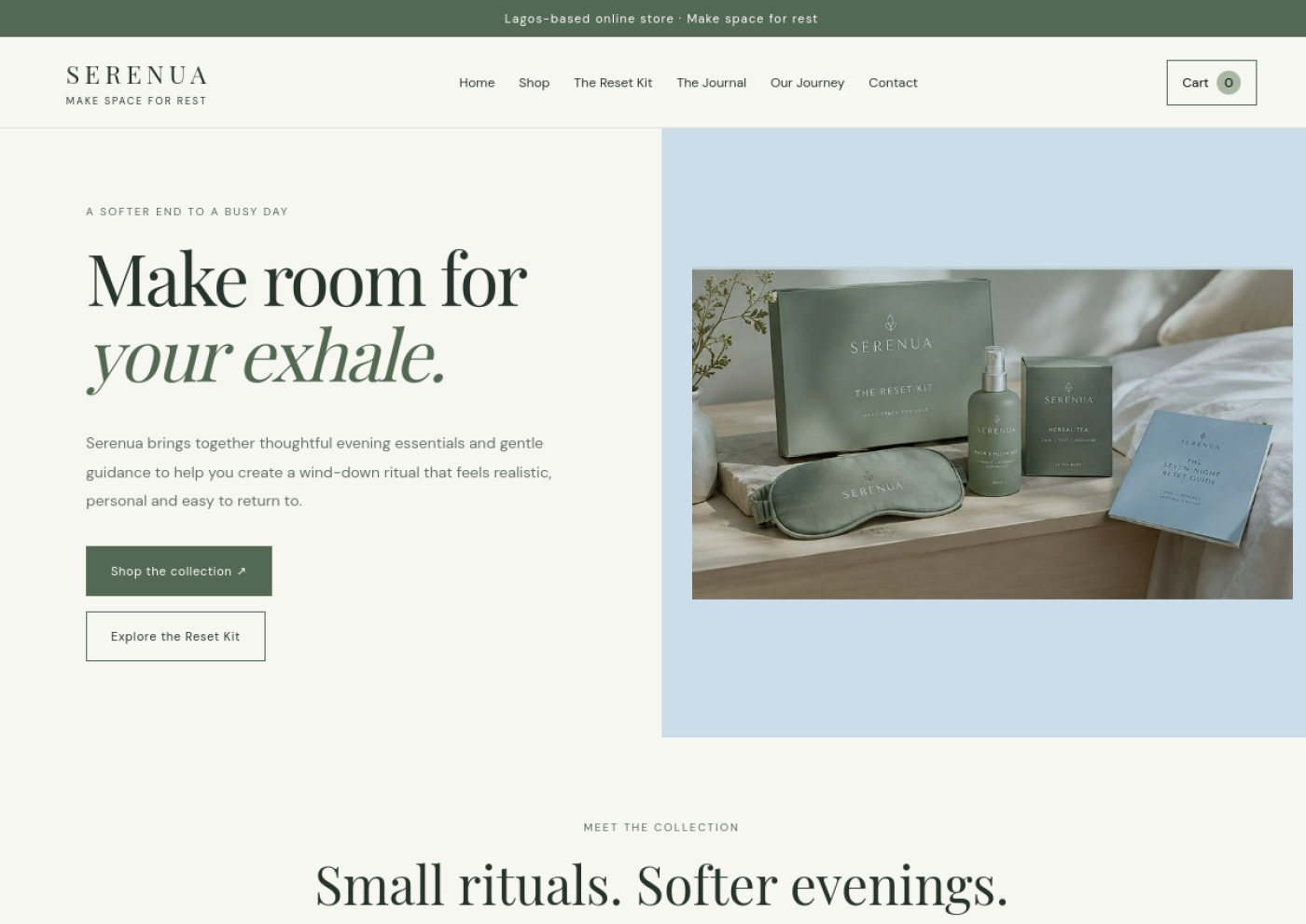 Serenua website preview