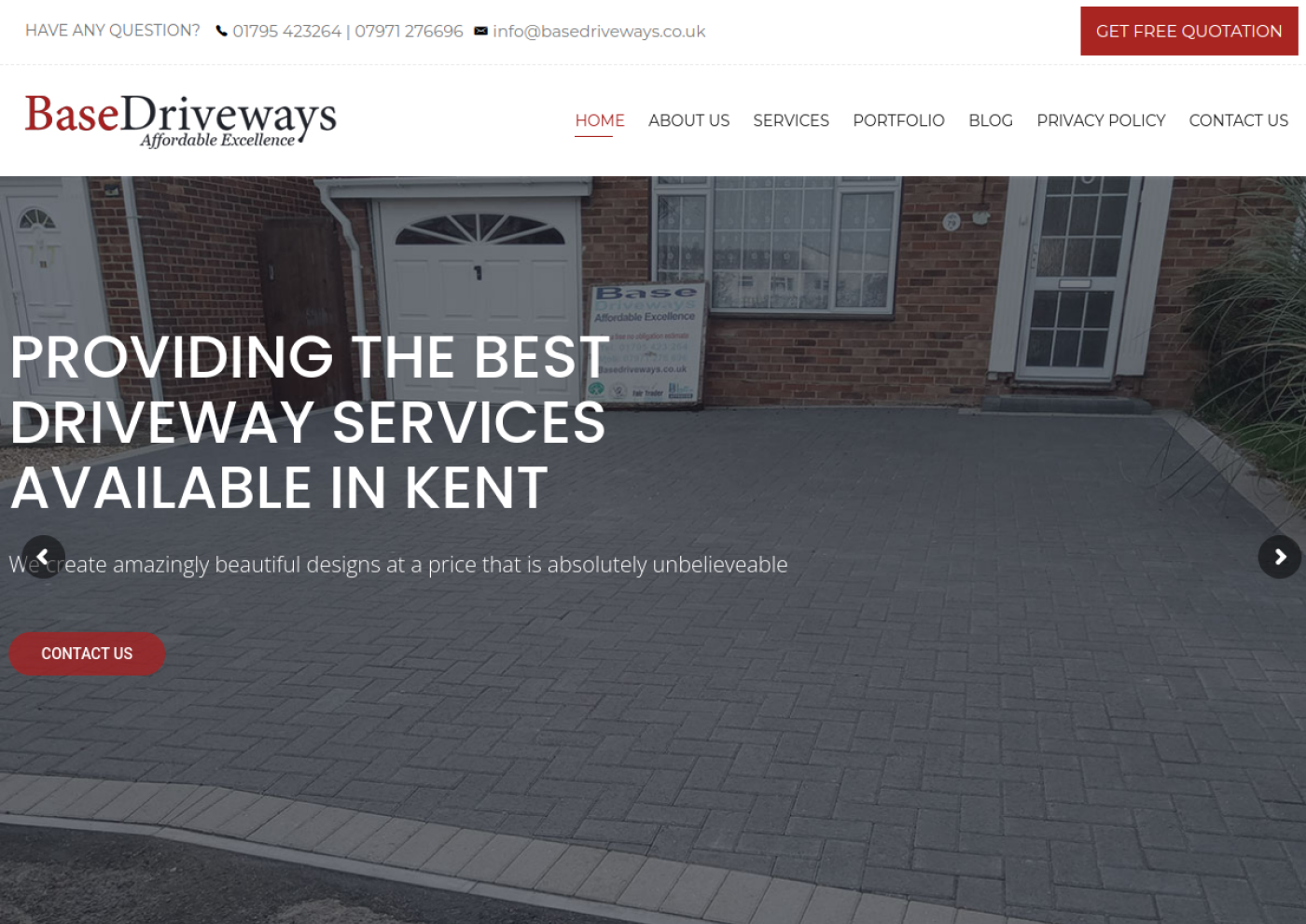 Base Driveways website screenshot
