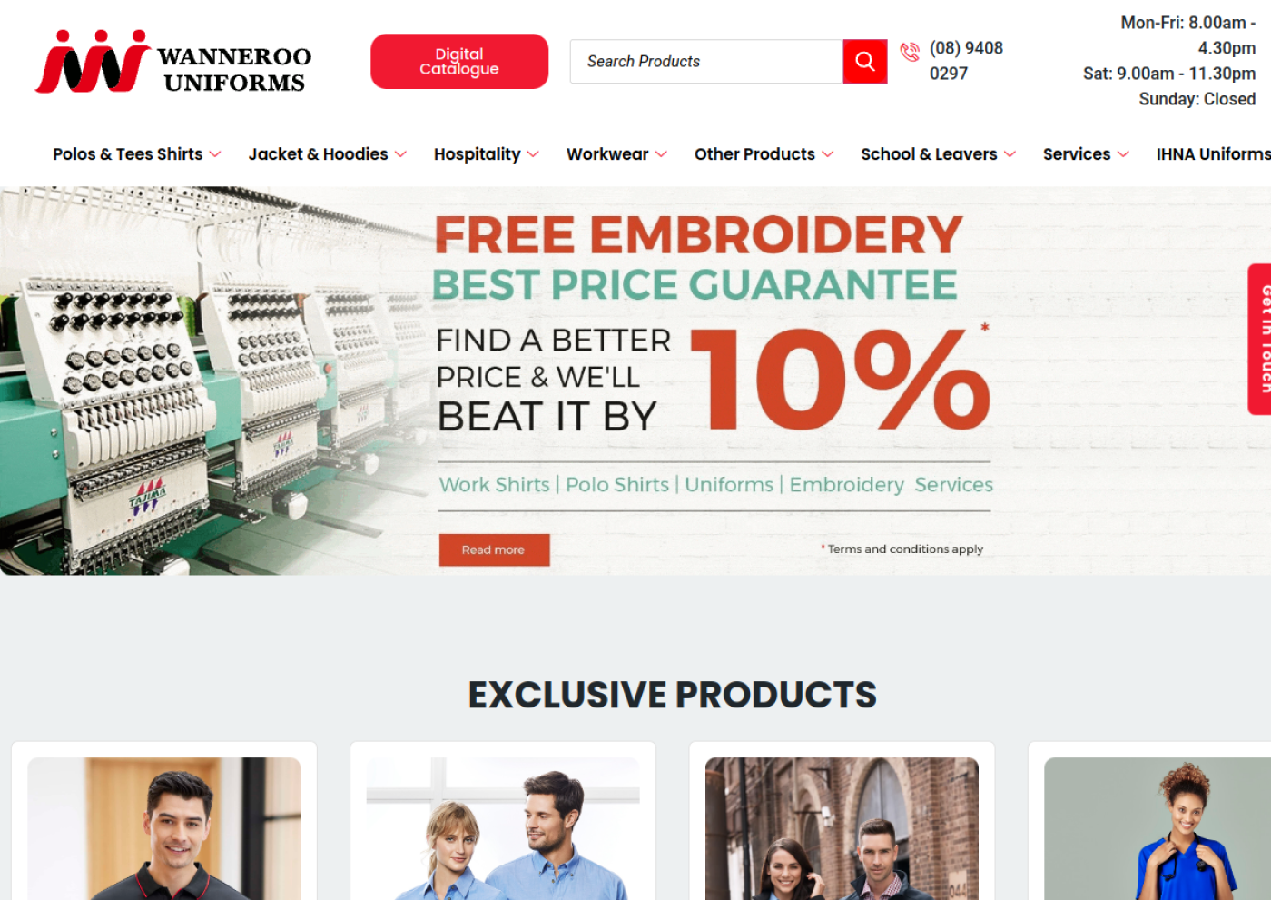 Wanneroo Uniforms website screenshot