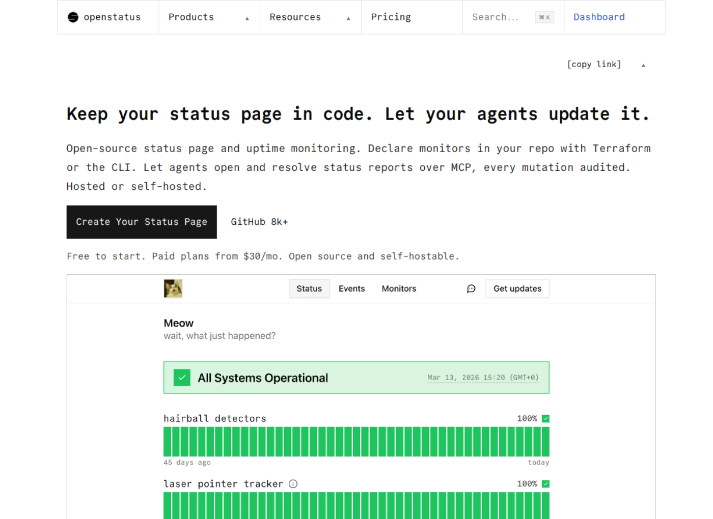 Screenshot of OpenStatus