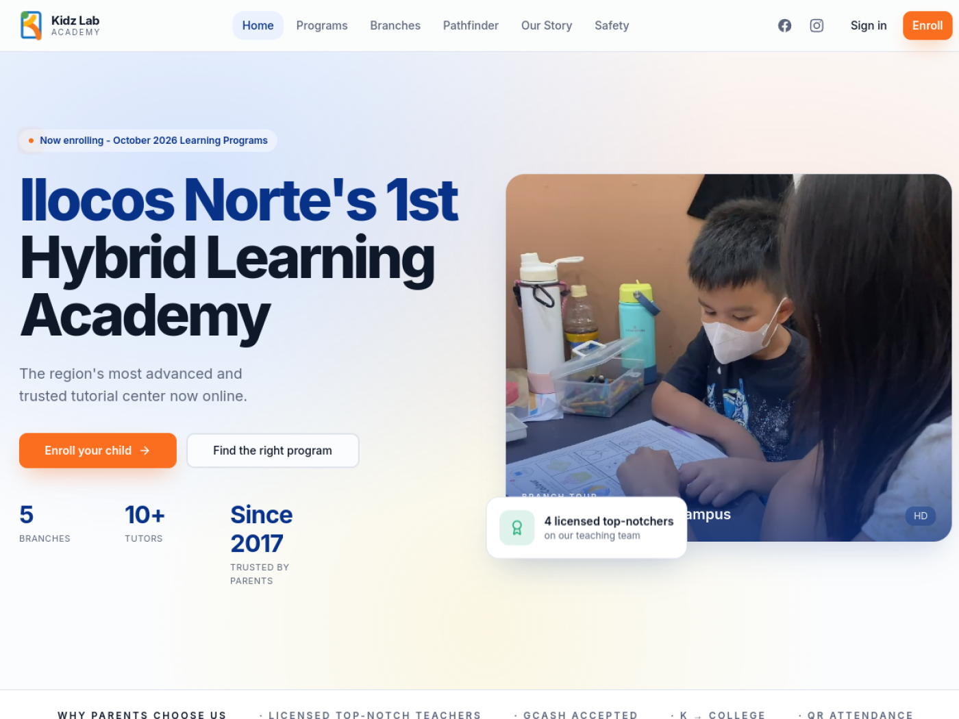 Website preview of kidzlab.academy
