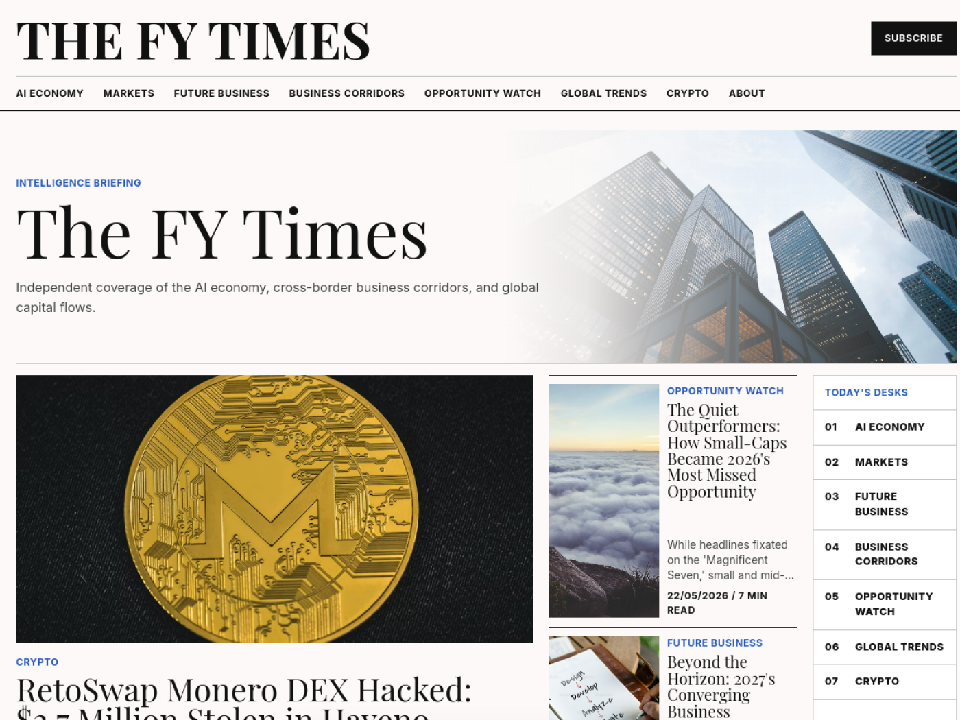 The FY Times live website screenshot