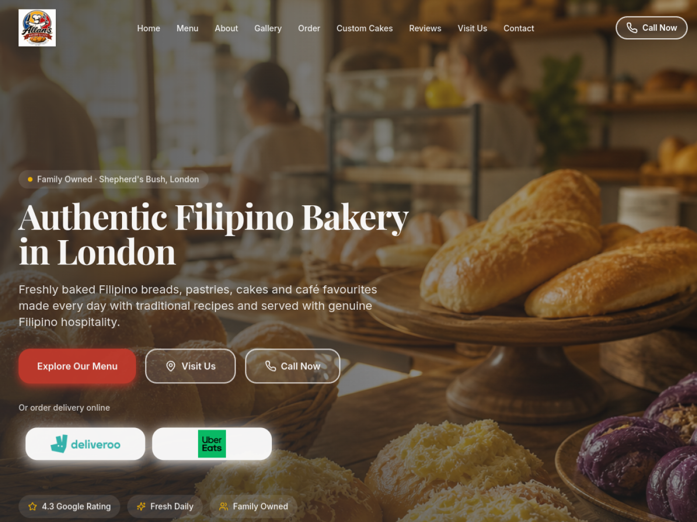 Allan's Bakery website preview