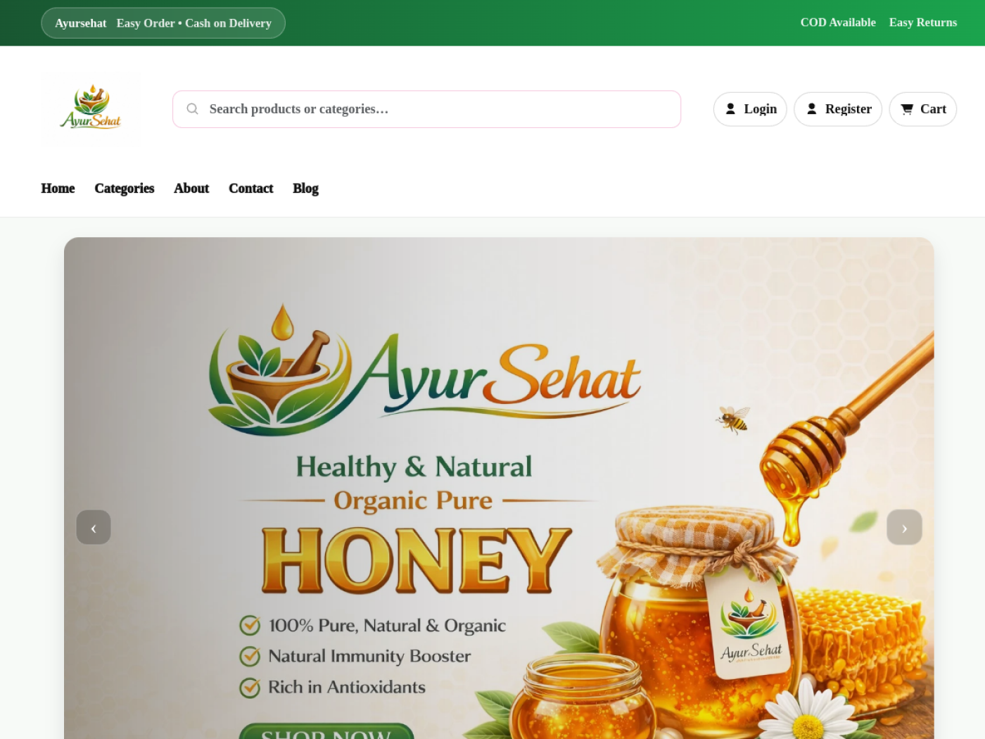 Ayursehat e-commerce website preview