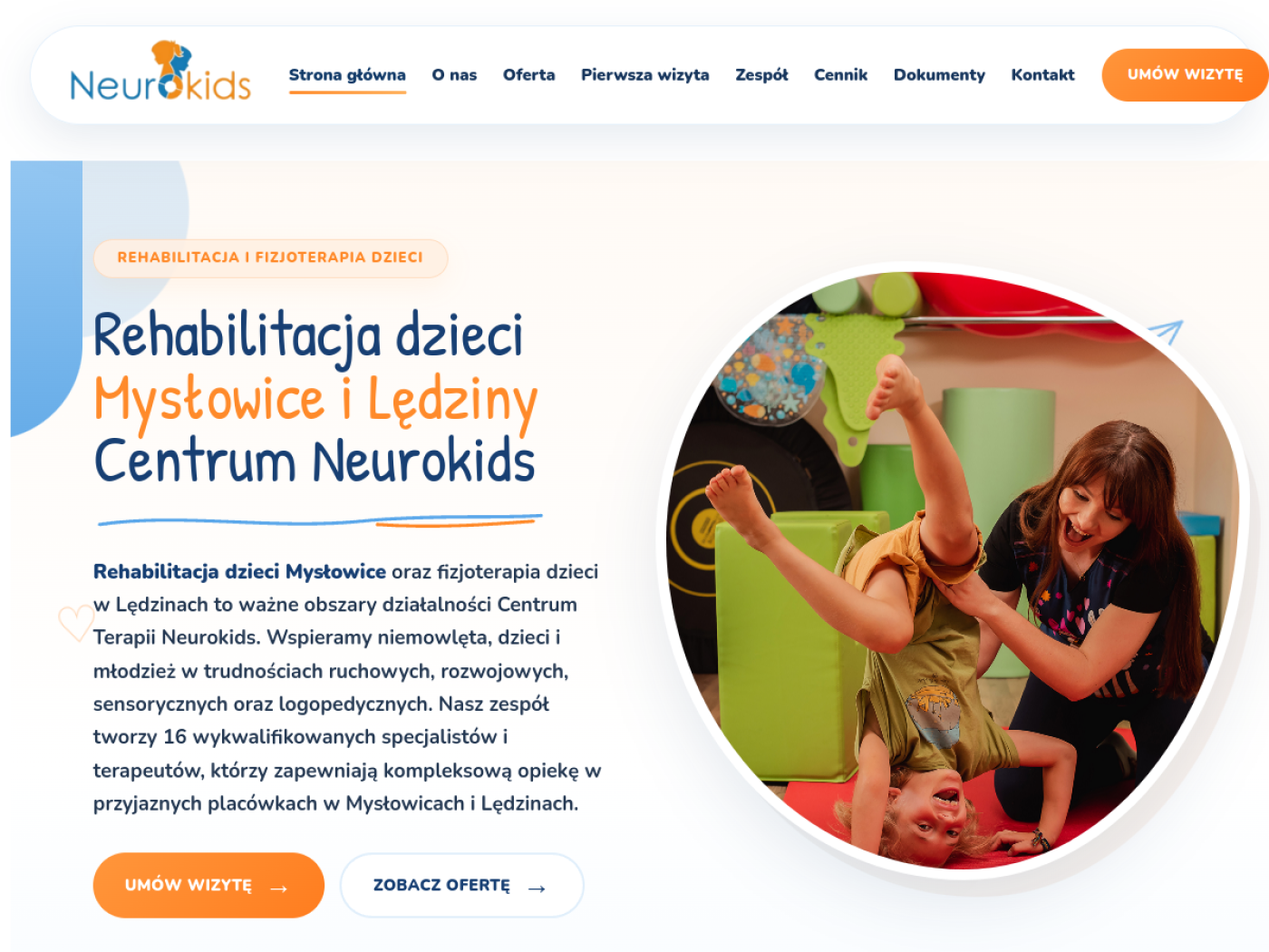 Strona internetowa Centrum Terapii Neurokids