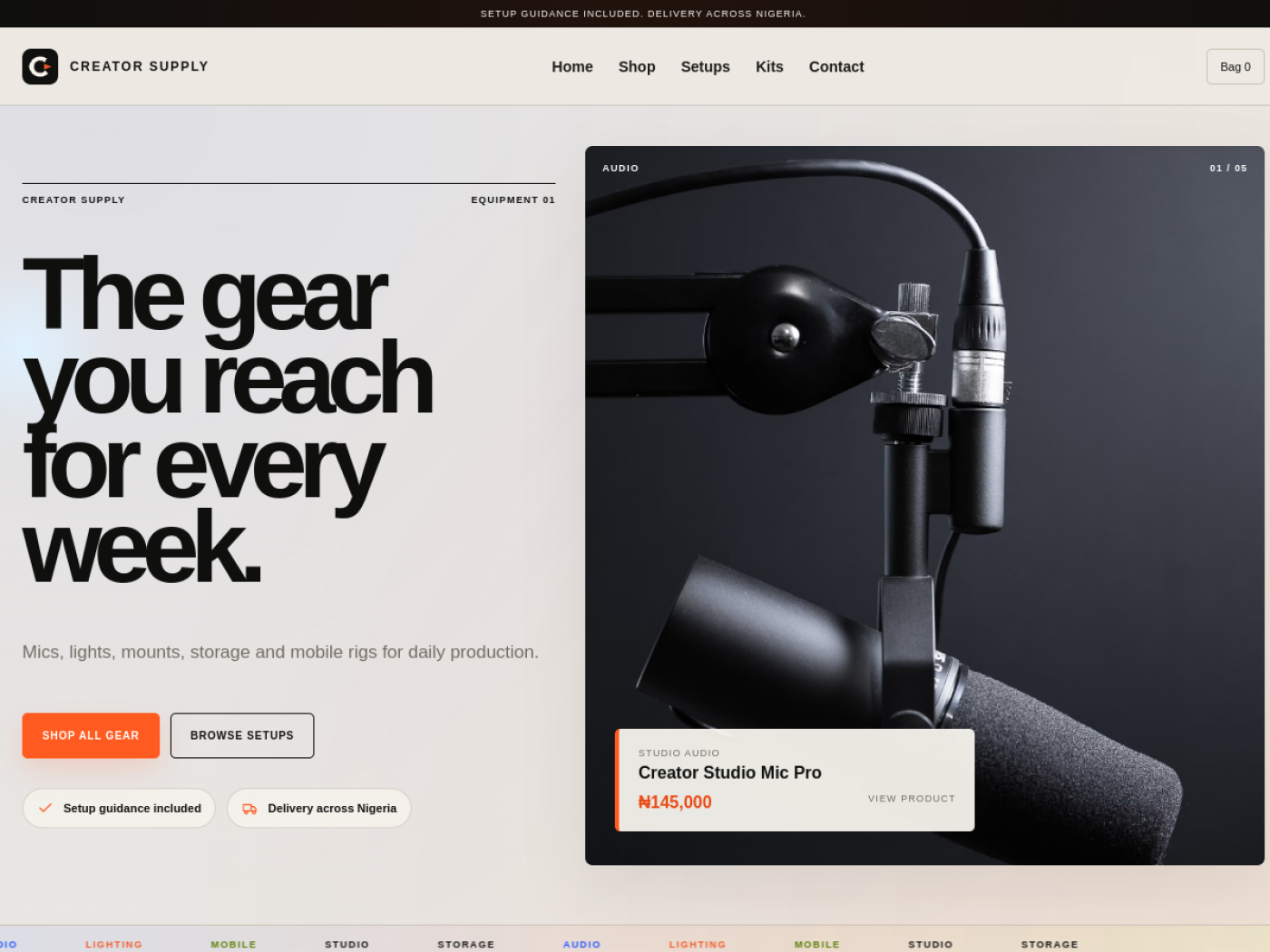 Creator Supply website preview
