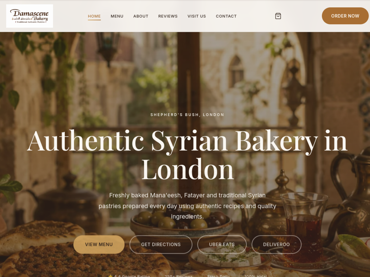 Damascene Bakery website preview