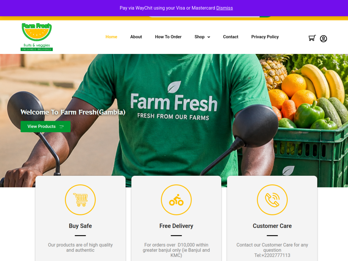Screenshot of Farm Fresh Gambia website
