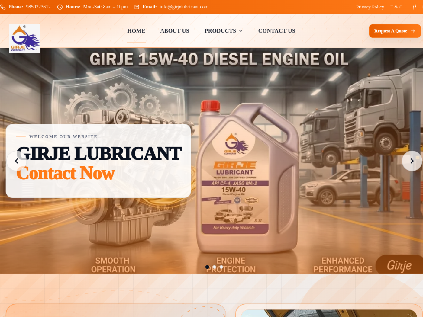 Girje Lubricant website preview