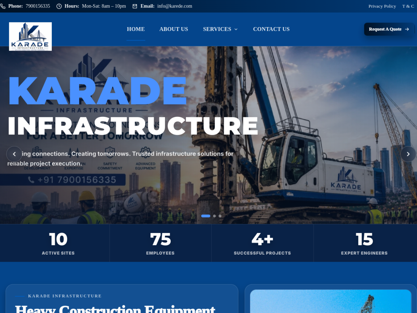 Karade Infrastructure website preview