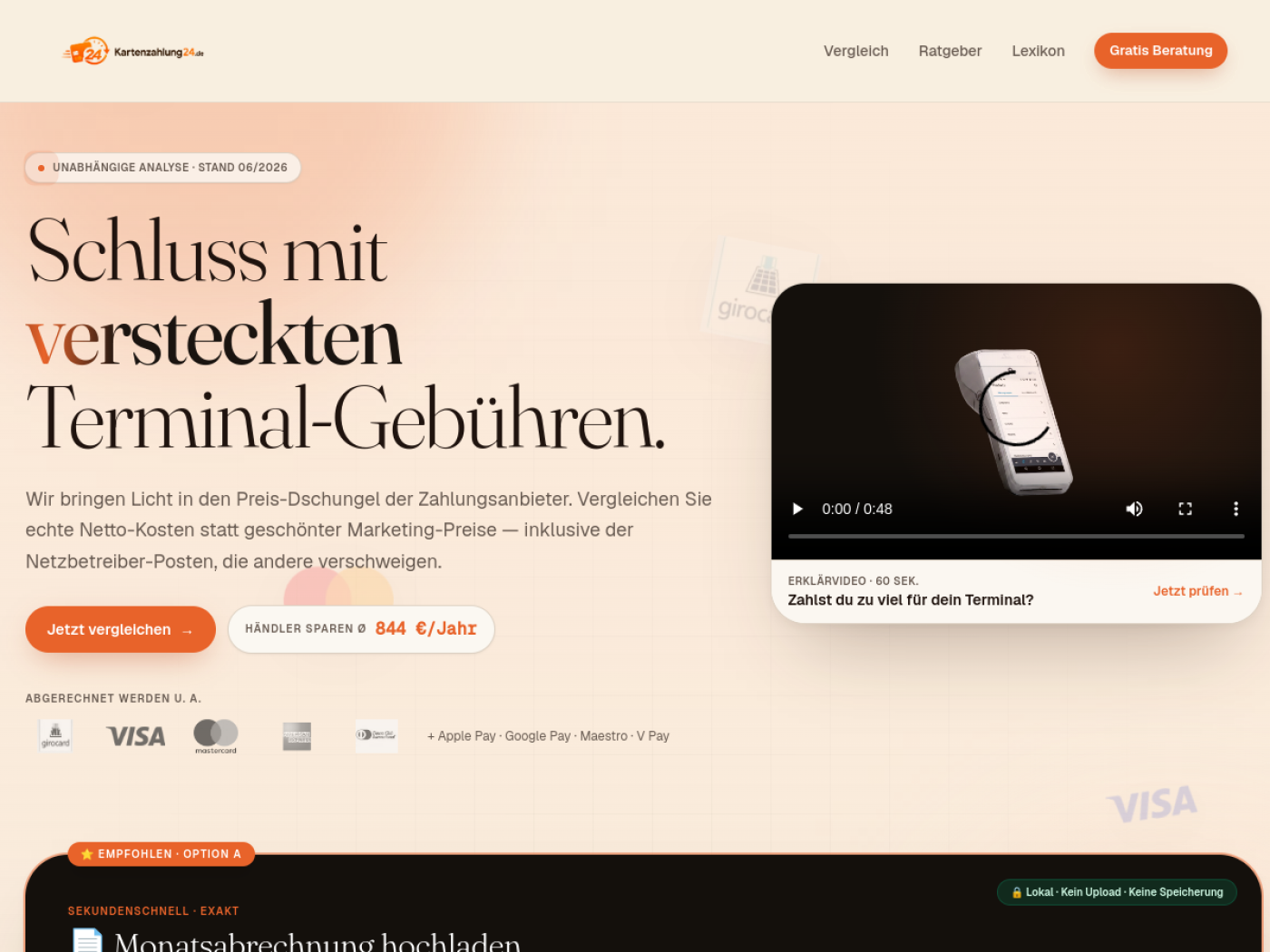 Card-payment comparison portal
