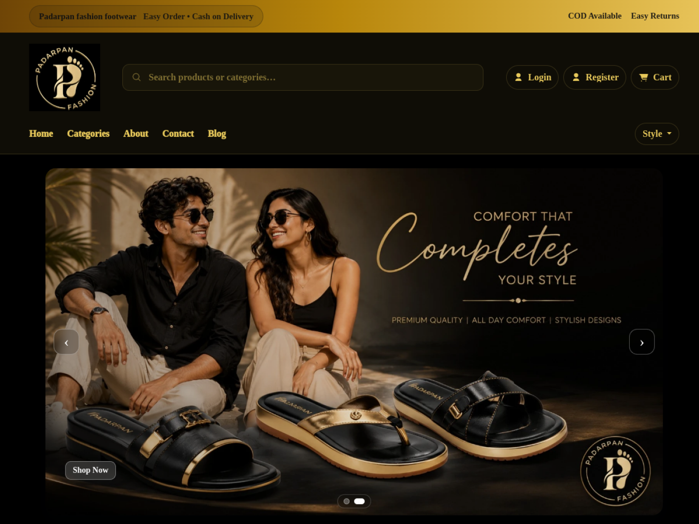 Padarpan Fashion Footwear e-commerce website preview