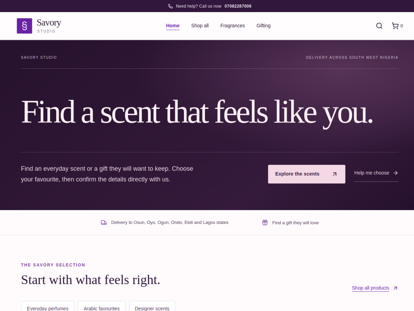 Savory Studio website preview
