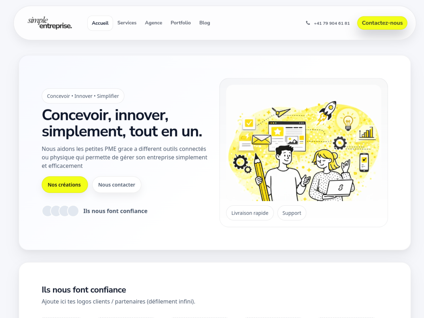 Aperçu du site Simple Entreprise