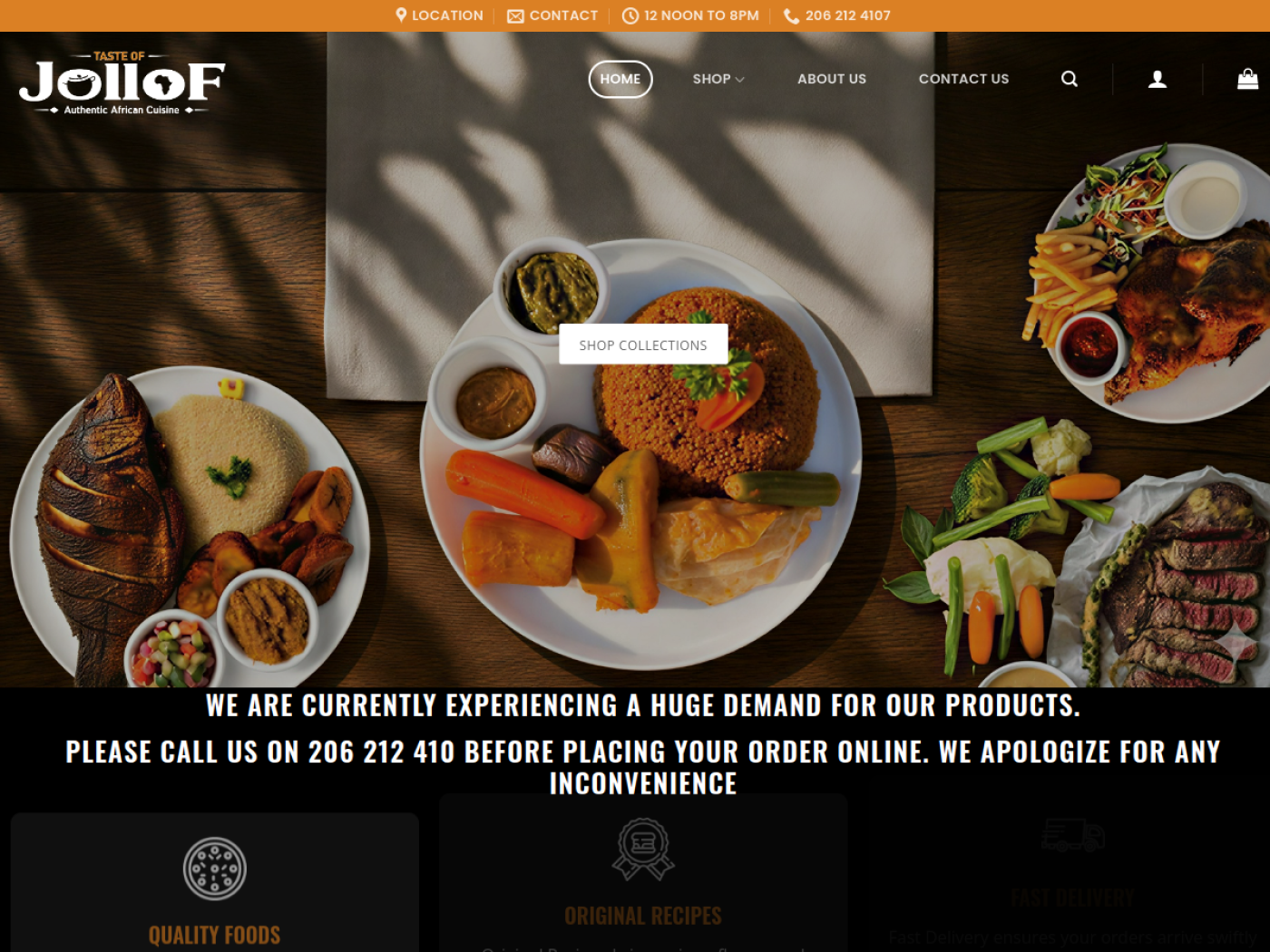 Screenshot of Taste of Jollof website