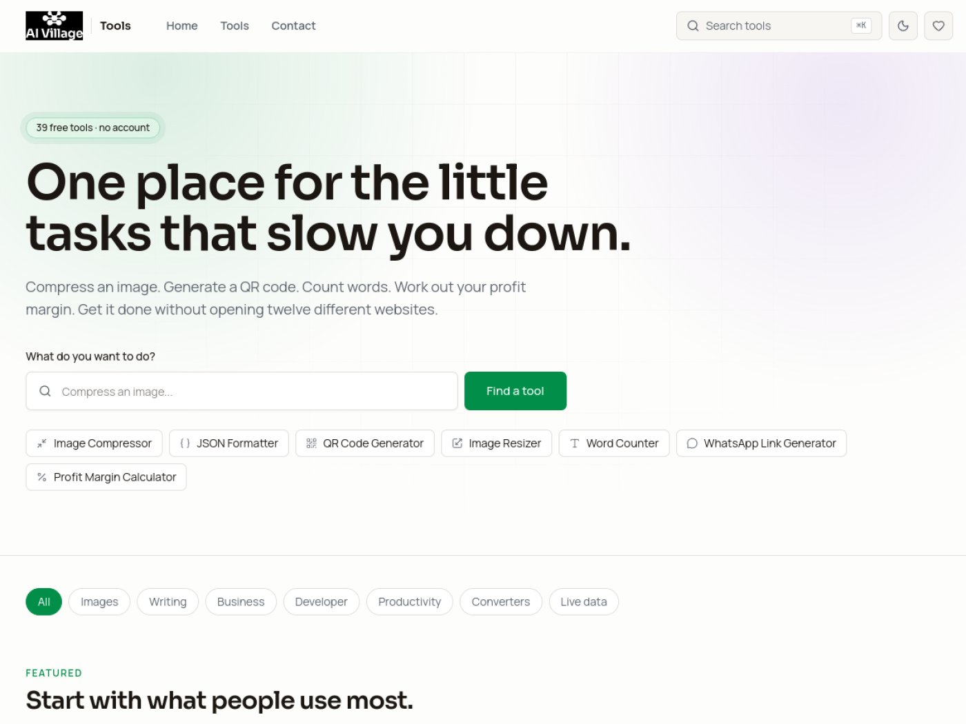 AI Village Tools website preview