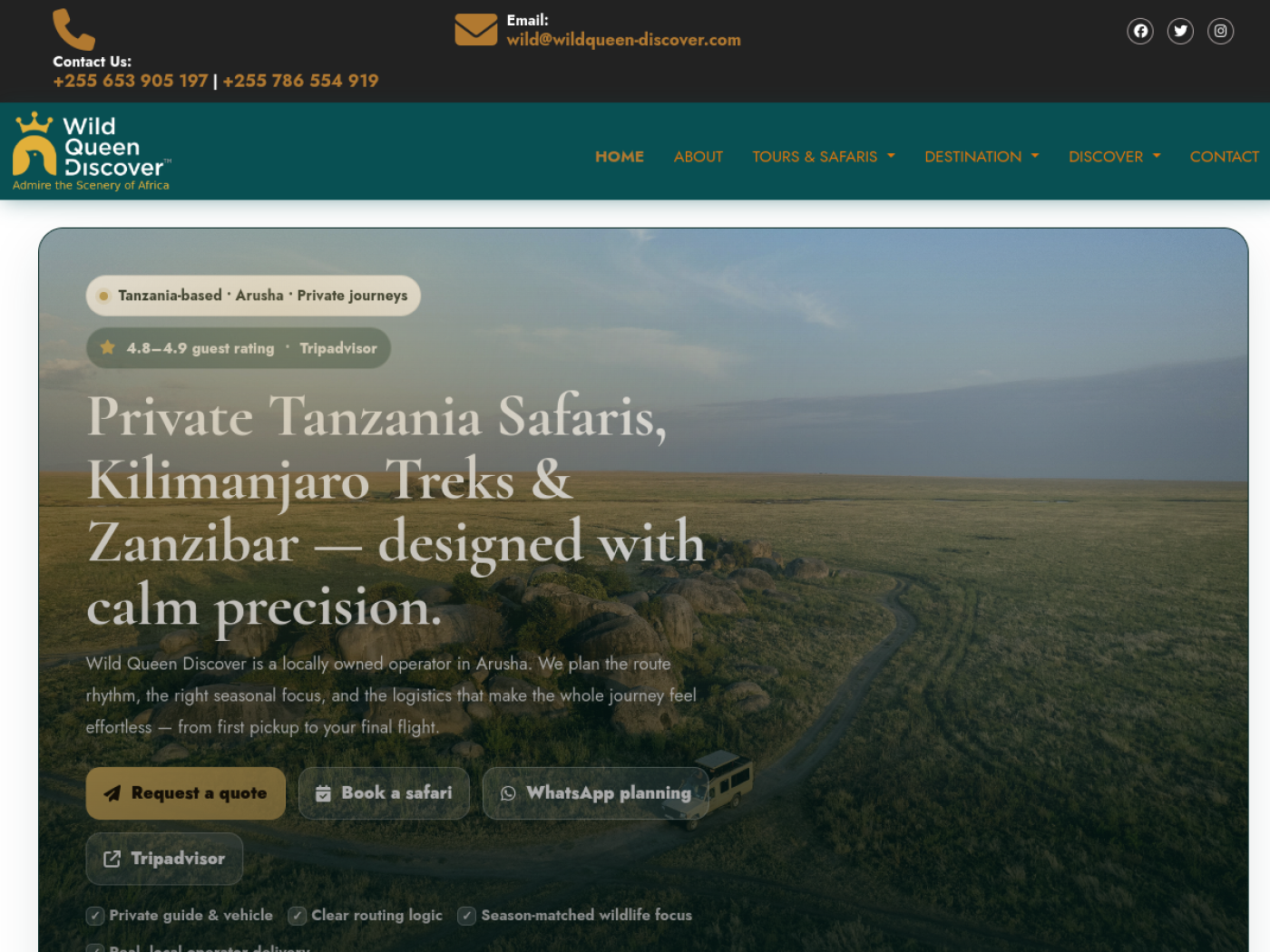 Wild Queen Discover website preview