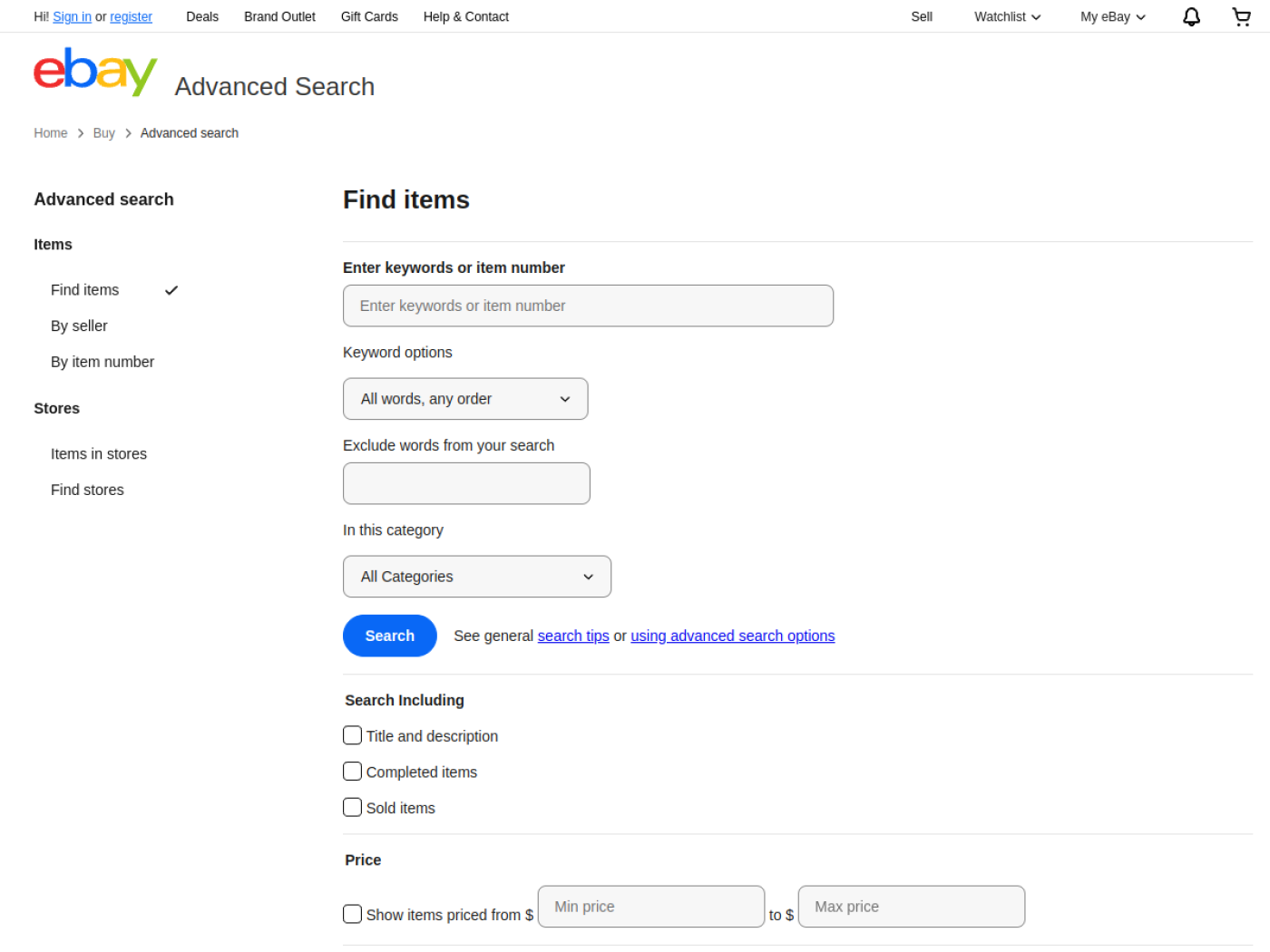 Buscar artículos vendidos en eBay para conocer el precio real